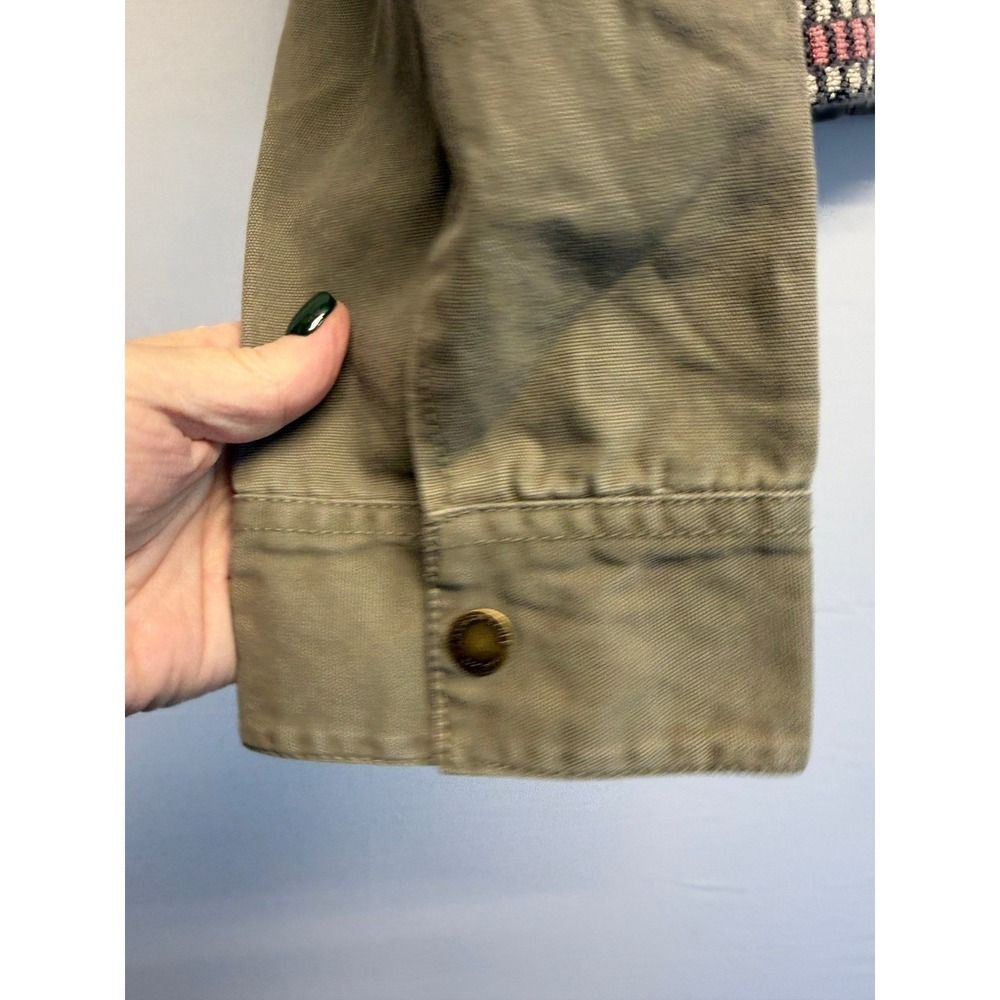 American Eagle Tribal Jacket XL Zip Front Ethnic Pattern Olive Cotton Moto - Picture 3 of 9